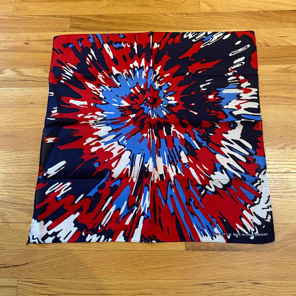 Vintage Deadstock Bandana 100% Cotton RN 52469 Red White Blue America 21.5"